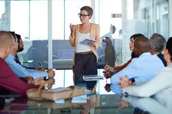 woman making a business presentation